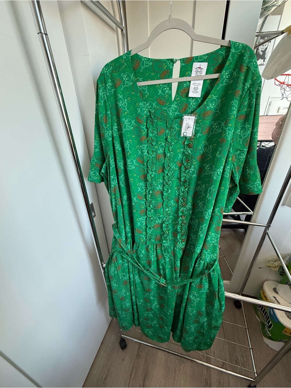 Disney Parks The Dress Shop Orange Bird Green Ruffle Dress 3XL NWT Pockets